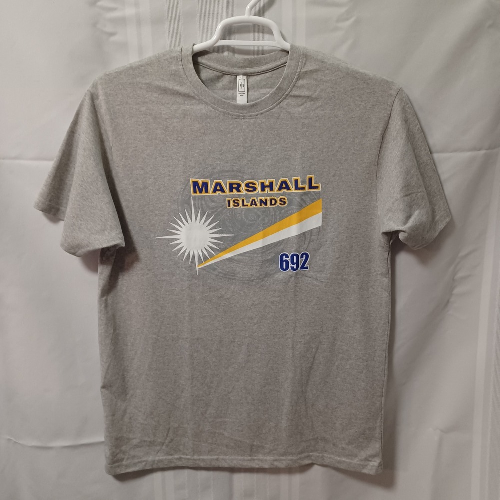 Factory Nine T-Shirt Mens L Gray Marshall Islands 692 Graphic Short Sleeve Tee‎